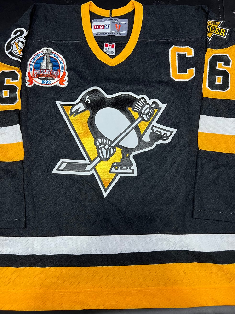 Super Mario Lemieux CCM Vintage “1992” jersey with SEWN ON